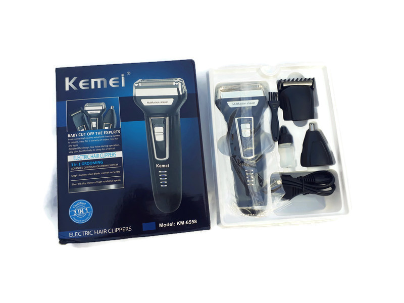 Kemei KM 6558 3 In 1 Twin Blade Reciprocating Electric Shaver And