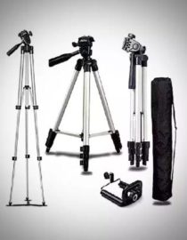 3110 Universal Professional Portable Tripod Stand with Metal Rod - Black & Silver