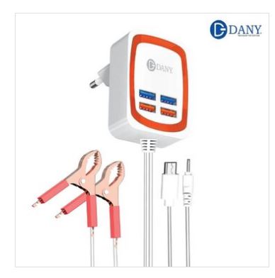 Dany C-2 clipper 4 USB ports ( Battery DC Solar Mobile Phone Charger Adapter  + USB Battery Clamp + Power Cable ) – snapy online shopping